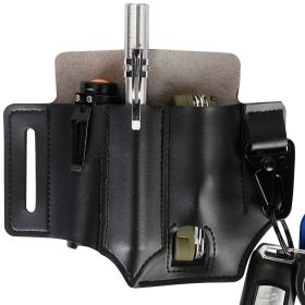 Multi-tool Sheath for Belt Leather EDC Pocket Organizer for Men EDC Leather Pouch Flashlight Sheath (Option: Black)