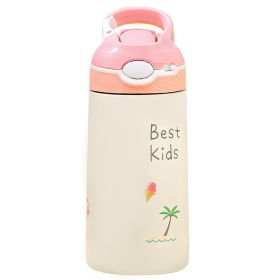 13.5Oz Insulated Stainless Steel Water Bottle Leak-proof Bottle for Kids with Straw Push Button Lock Switch Sports Water Bottle for Toddlers Boys Girl (Option: PinkBird)